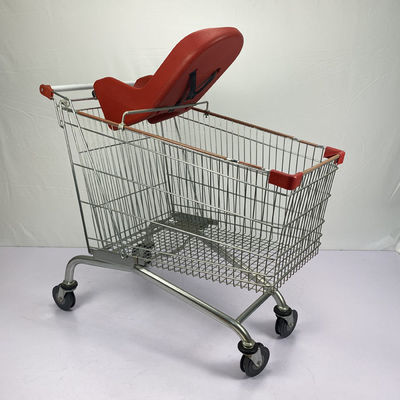 kaufen europäische Art-Metalleinkaufslaufkatze des Supermarkt-240L mit großer Kapazitäts-Speicher-Wagen und Baby-Aufenthaltsraum Seat online manufacture