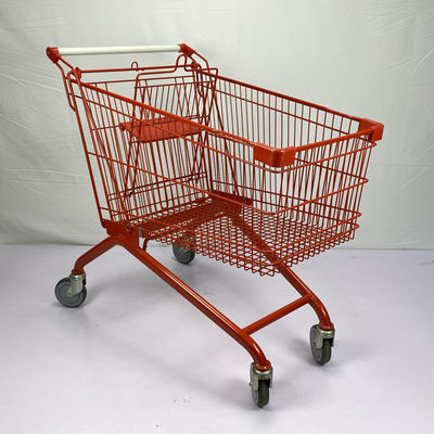 kaufen Roter Metalleinkaufslaufkatzen-Wagen des Spray-180L europäischer mit weißen Rädern des Griff-TPR online manufacture