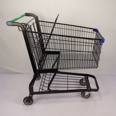 kaufen Im amerikanischen Stil schwarzer Stahleinkaufswagen-elektrophoretischer Metalleinkaufswagen online manufacture