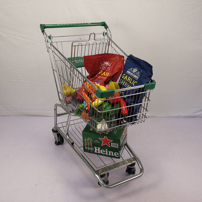 kaufen im amerikanischen Stil StahlKettenladen-Einkaufswagen des Einkaufswagen-100L mit Aufzugs-Rädern online manufacture