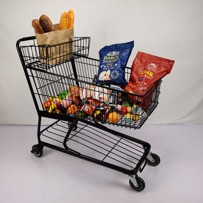 kaufen 100L fertigte Metalleinkaufslaufkatzen-flacher Korb-amerikanische schwarze Einkaufslaufkatze mit Becherhalter besonders an online manufacture