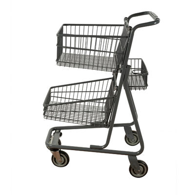 kaufen Einkaufswagen-doppelter Korb-große Metalllaufkatze des Supermarkt-80L online manufacture