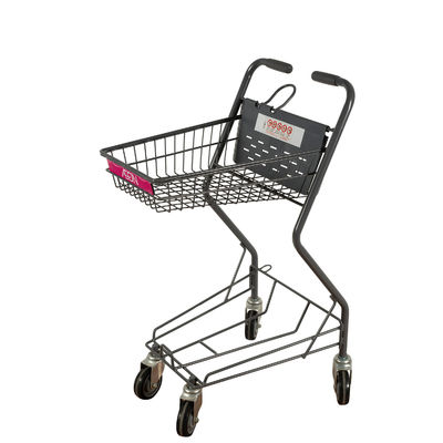 kaufen Bequemer Zink-Supermarkt-Korb-Wagen Gray Two Basket Shopping Trolleys faltender online manufacture