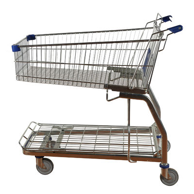 kaufen Lange Metalldraht-Mesh Cage Supermarket Large Grocery-Speicher-Handkarre mit Fahrgestelle-Großhandel online manufacture