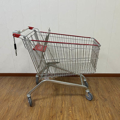 kaufen 180L Lebensmittelwaren galvanisierter Supermarktwagen mit Münzverschluss online manufacture