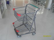 Zwei Plattform-Korb-Einkaufslaufkatzen-Wagen mit graues Pulver-beschichtender Oberflächenbehandlung