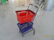 China Rote/blaue Supermarkt-Einkaufslaufkatze mit Schwenker 4 3 Zoll PVC-Gießmaschinen Firma