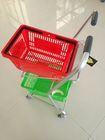 China Supermarkt-Einkaufskorb-Laufkatze, flache Gießmaschinen-doppelte Korb-Einkaufslaufkatze Firma