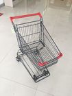 Niedriger Draht-Einkaufslaufkatzen-Supermarkt-Einkaufswagen-Rot-Handgriff des Gitter-45L