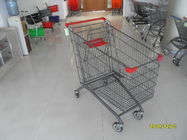 Verzinkte klare Pulver-Beschichtungs-Supermarkt-Einkaufswagen mit roten Plastikteilen