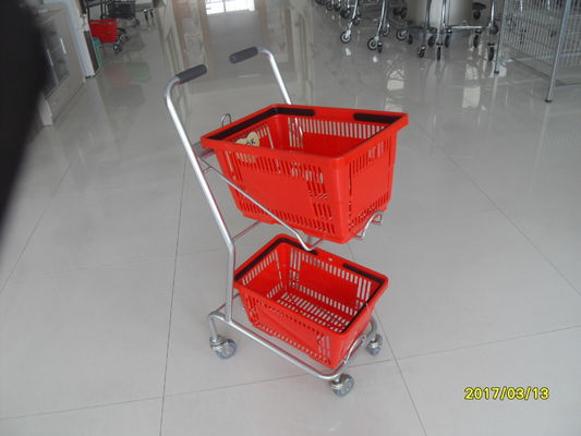 China Supermarkt-Stahl drehte Einkaufskorb mit 3 Zoll PVC-/PU-/TPR-Rad usine