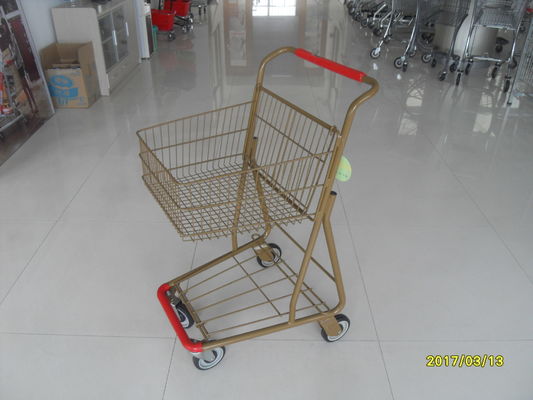 China Supermarkt 40 L Singel-Korb-Metalleinkaufswagen mit Rädern und Frontstoßstange usine