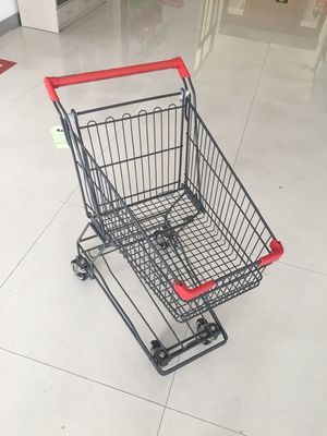 China Niedriger Draht-Einkaufslaufkatzen-Supermarkt-Einkaufswagen-Rot-Handgriff des Gitter-45L usine